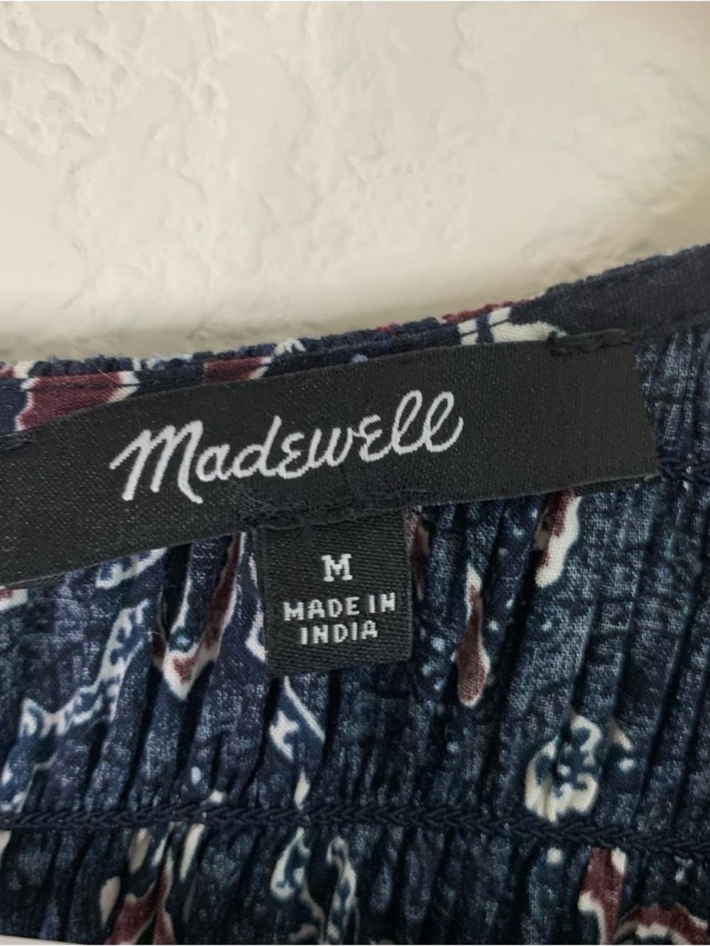 Madewell navy Smocked V-Neck Midi Dress in Paisley long sleeve M - Picture 8 of 12